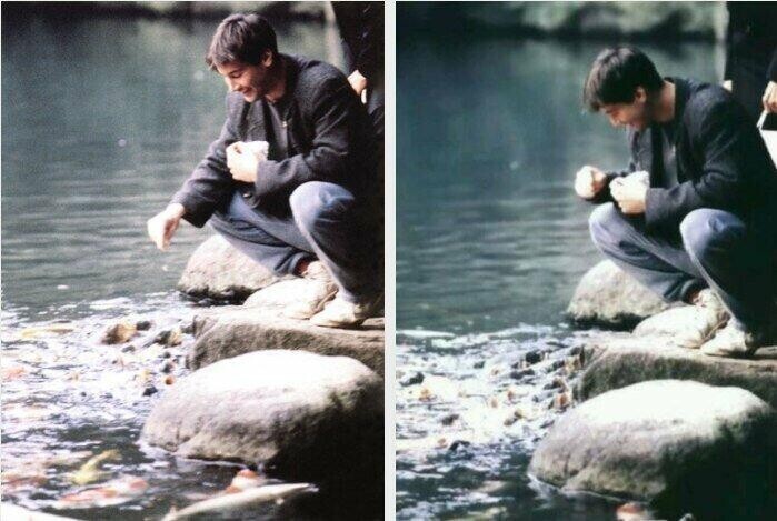Киану Ривз кормит рыбок, 1994 год