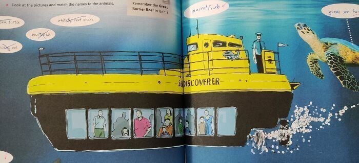 5. Иллюстрация из учебника про подводную лодку. Обратите внимание на капитана