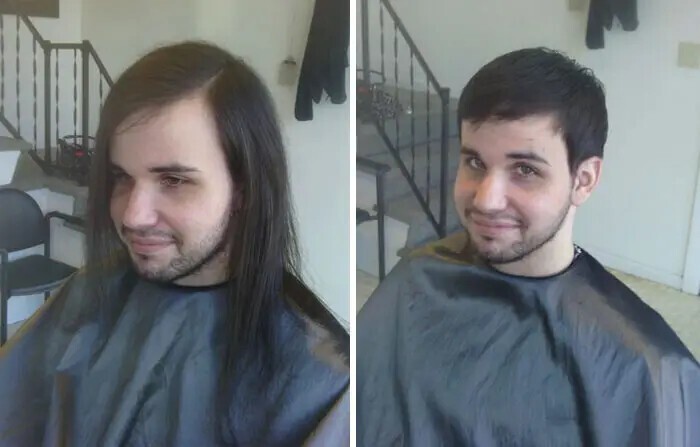 Даже парням иногда бывает очень сложно расстаться со своими волосами.