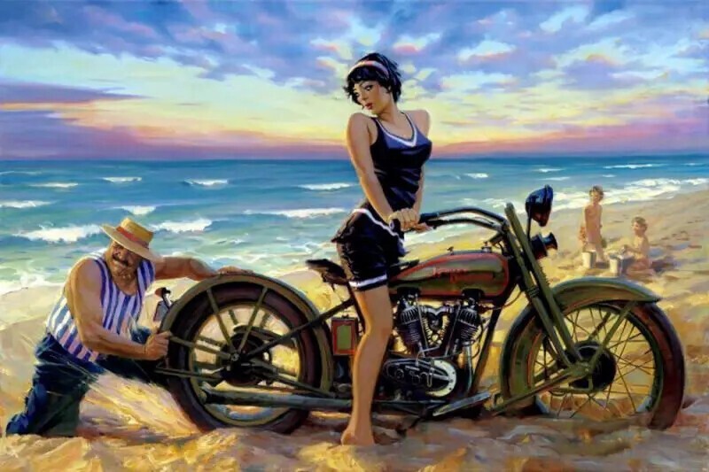 Бог мото-арта Дэвид Уль и его красотки Harley-Davidson