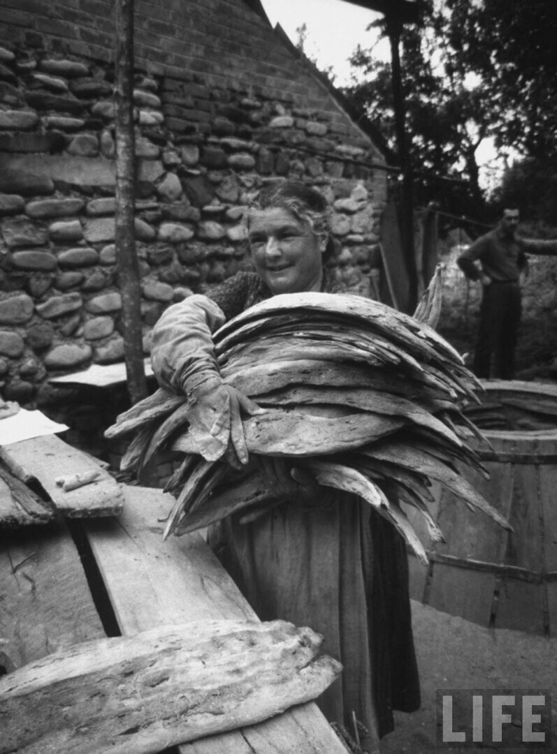 Жена местного колхозника печет грузинский хлеб