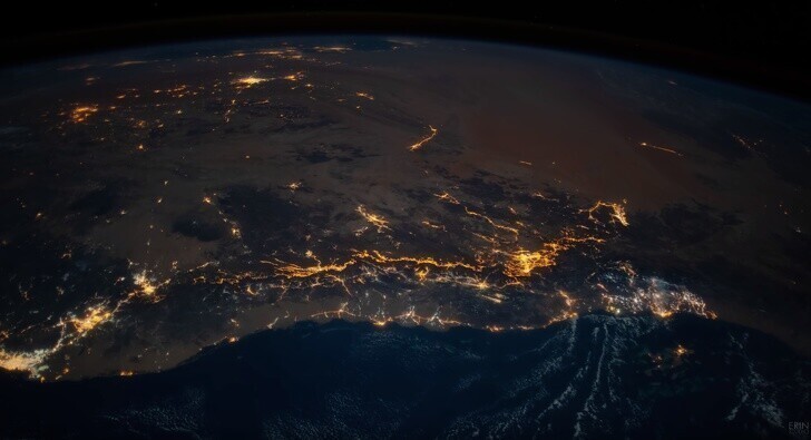 Саудовская Аравия ночью с Международной космической станции.