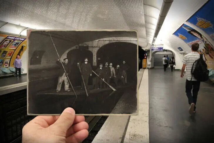 Станция метро «Одеон» сейчас и в 1910 году.