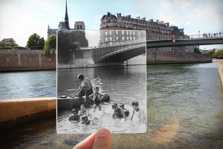 Река Сена сейчас и в 1930 году.