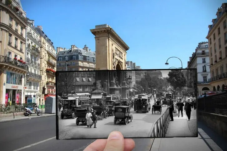 Бульвар Сен-Дени сейчас и в 1910 году.