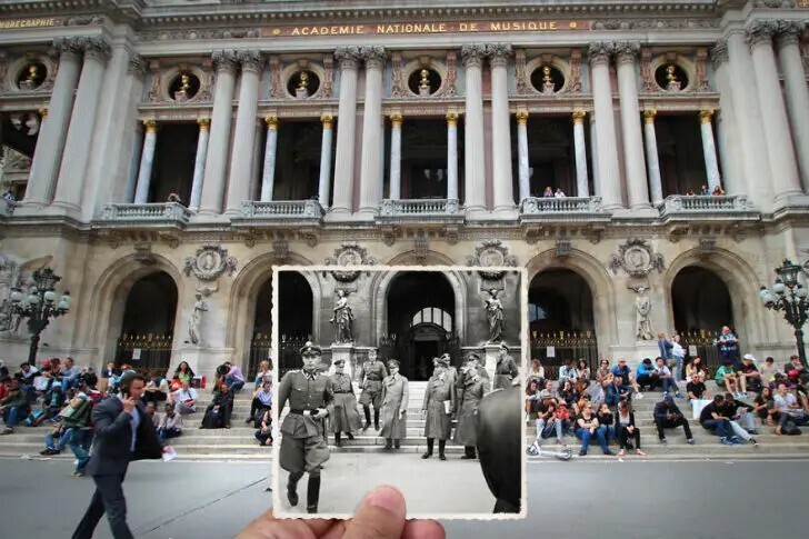 Площадь Оперы сейчас и в 1940 году.