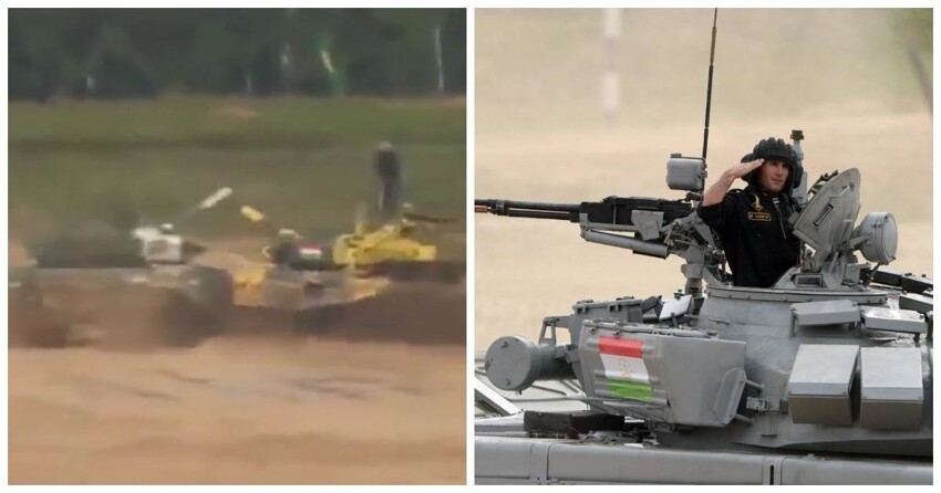 На танковом биатлоне машина из Таджикистана протаранила команду из Уганды