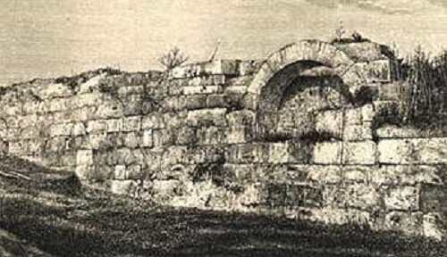 Остатки стен Сервия Туллия в Риме. Рисунок конца XIX века