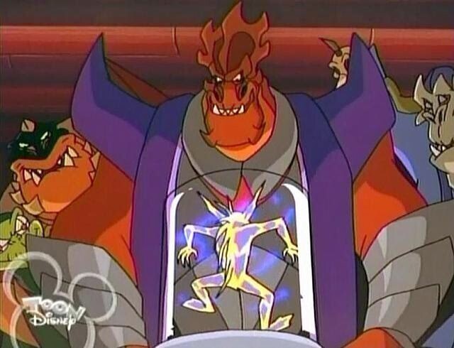 Приспешники Лорда Драконуса - Щит, Спирит и Хамелеон выпускают электрического монстра на волю, чтобы Утки не смогли помешать им