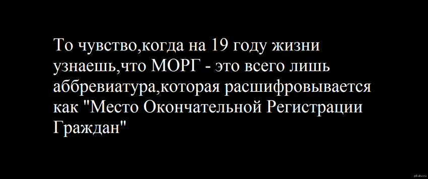 Слово происходит от франц. morgue «морг» (c 1532 г., изначально в знач. «место предварительного заключения»; с 1674 г. — в знач. «место, где выставляются неопознанные трупы с целью их опознания»)