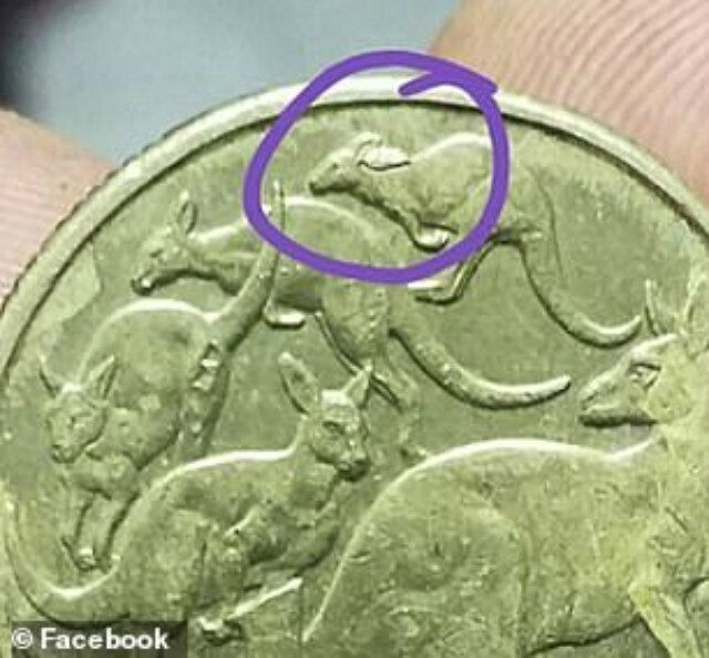 Еще одна бракованная монета - с изображением кенгуру с "заячьими" ушами