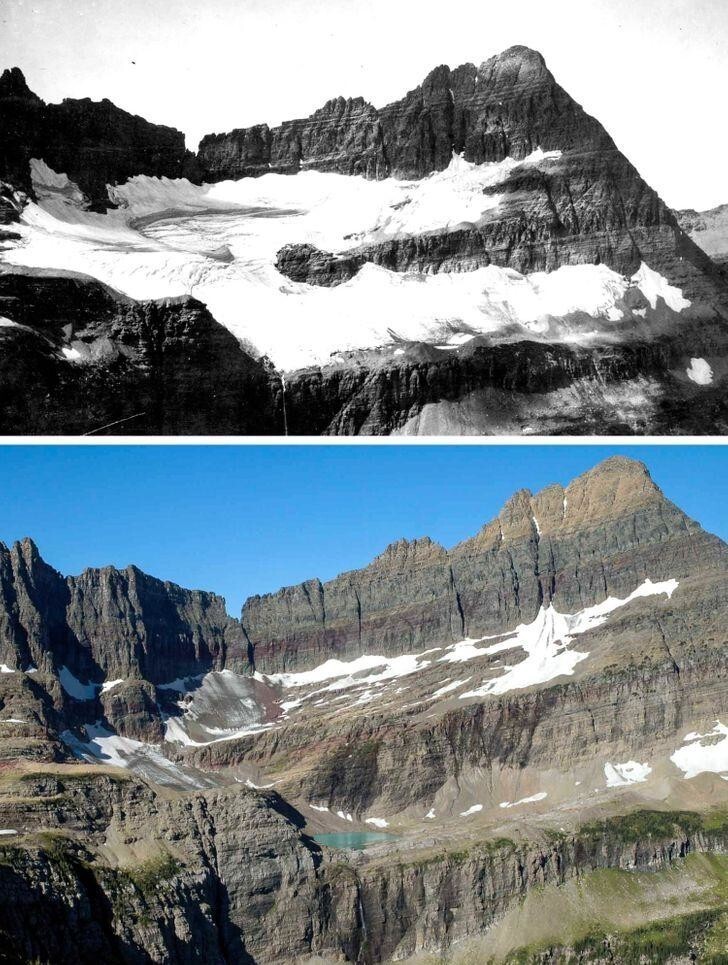 Ледник Шепард, США в 1913 и 2005 годах