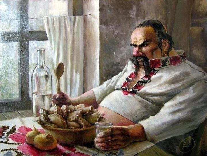 Гастрономические интересы у украинских и русских казаков также были разные - на Украине предпочитали кулеш, тетеря (из жидкой муки готовили суп), вареники