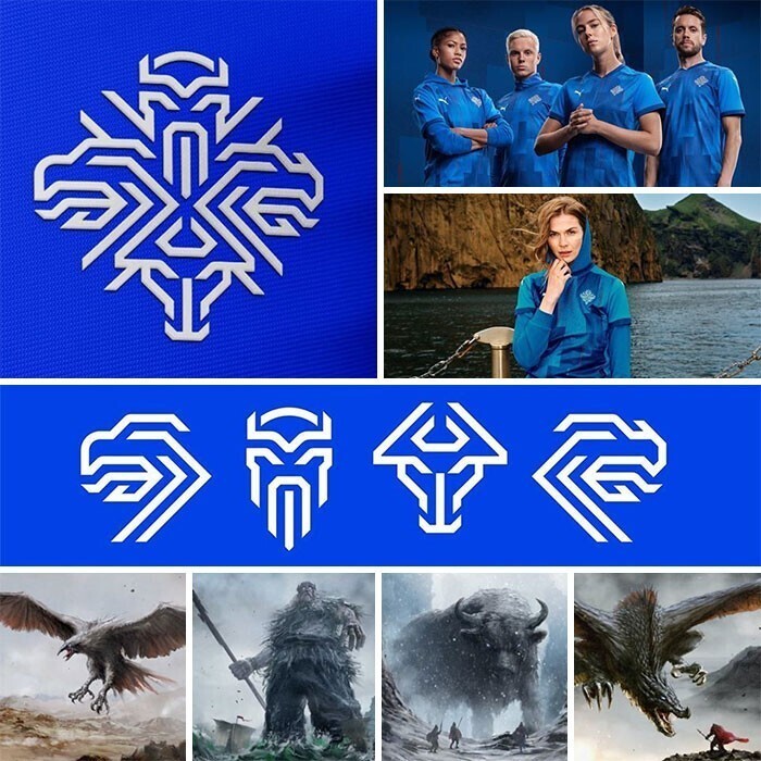 На эмблеме олимпийской сборной Исландии - четыре мифологических животных, по преданию, защищающих страну
