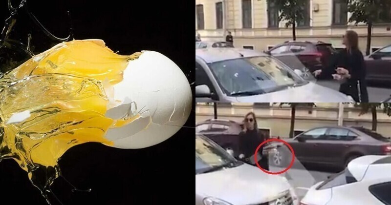 Нервная автоледи забросала яйцами машину мужчины, отлучившегося за дочерью в школу
