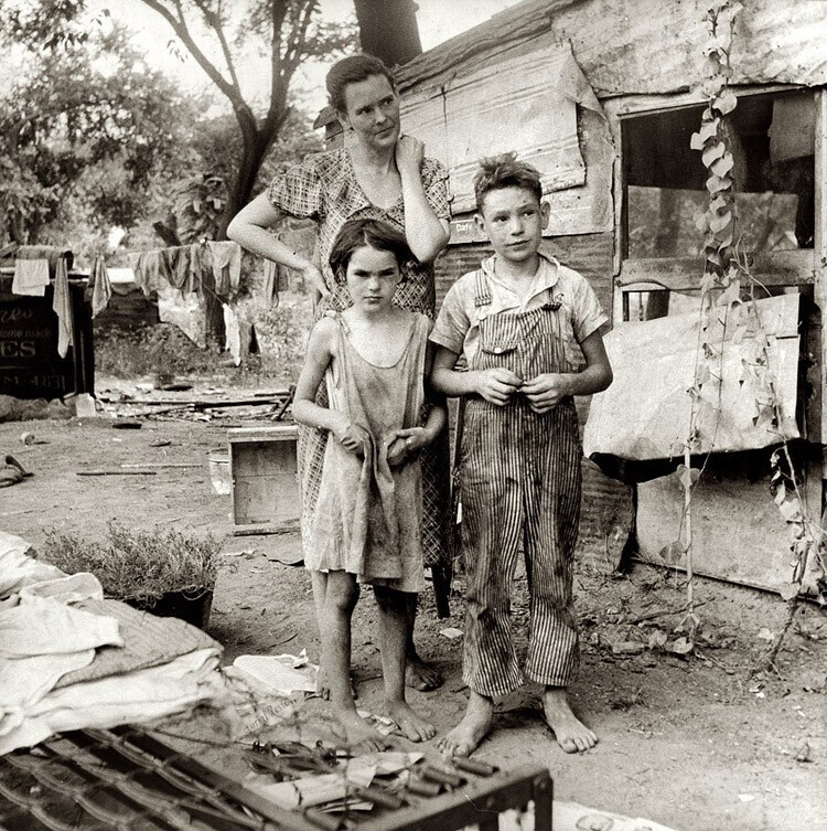 Август 1936, нищая семья из Оклахомы.