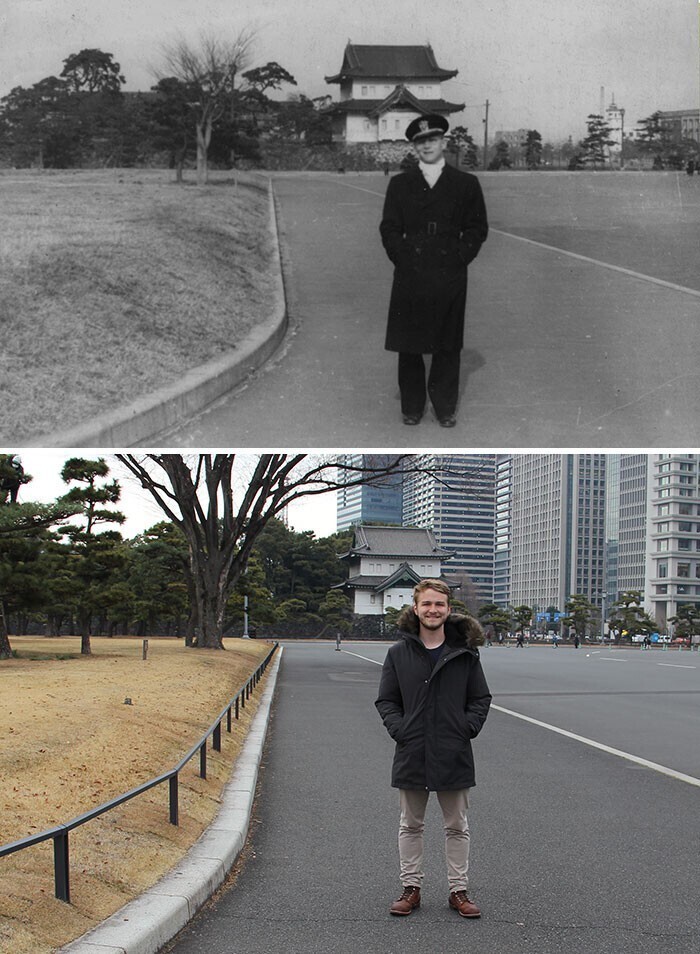 13. "Мой дед и я в Токио, с разницей в 73 года"