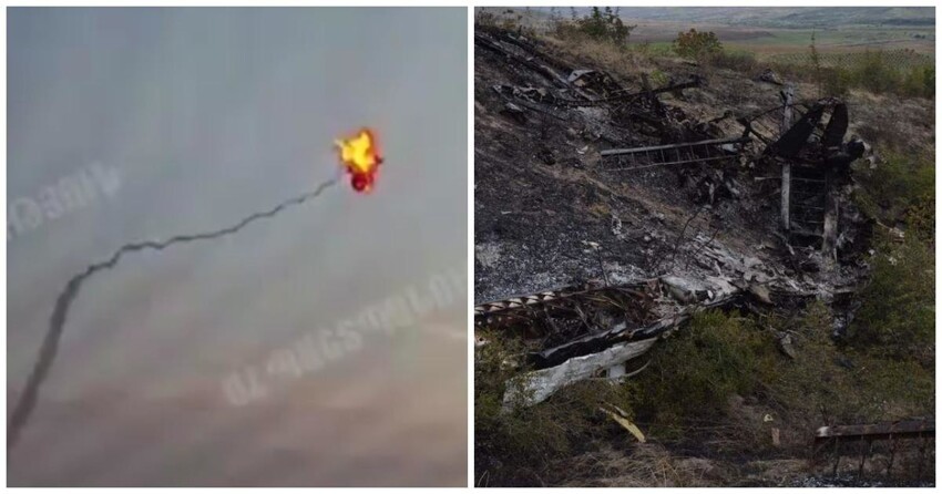 Минобороны Армении показало кадры уничтожения азербайджанского вертолета