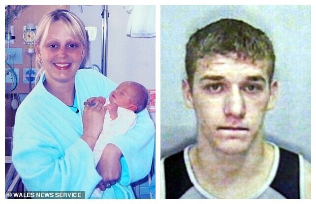 Эндрю Робертс (справа) был осужден в 2003 году за то, что задушил свою девушку Луизу Ломм и их восьмимесячную дочь Тию (слева) в Рондде, Южный Уэльс