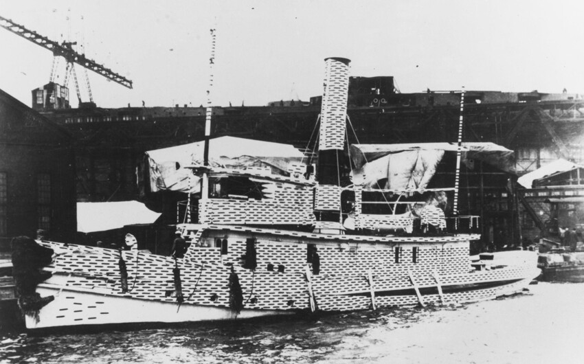 Портовый буксир "Narkeeta" (YT-3) в экспериментальном камуфляже, 1917 г.