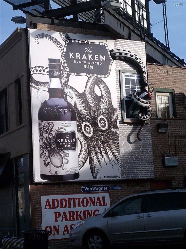 Реклама черного рома Kraken