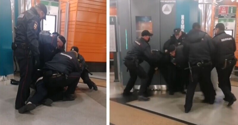 Пассажира без маски жестко задержали в петербургской подземке: видео
