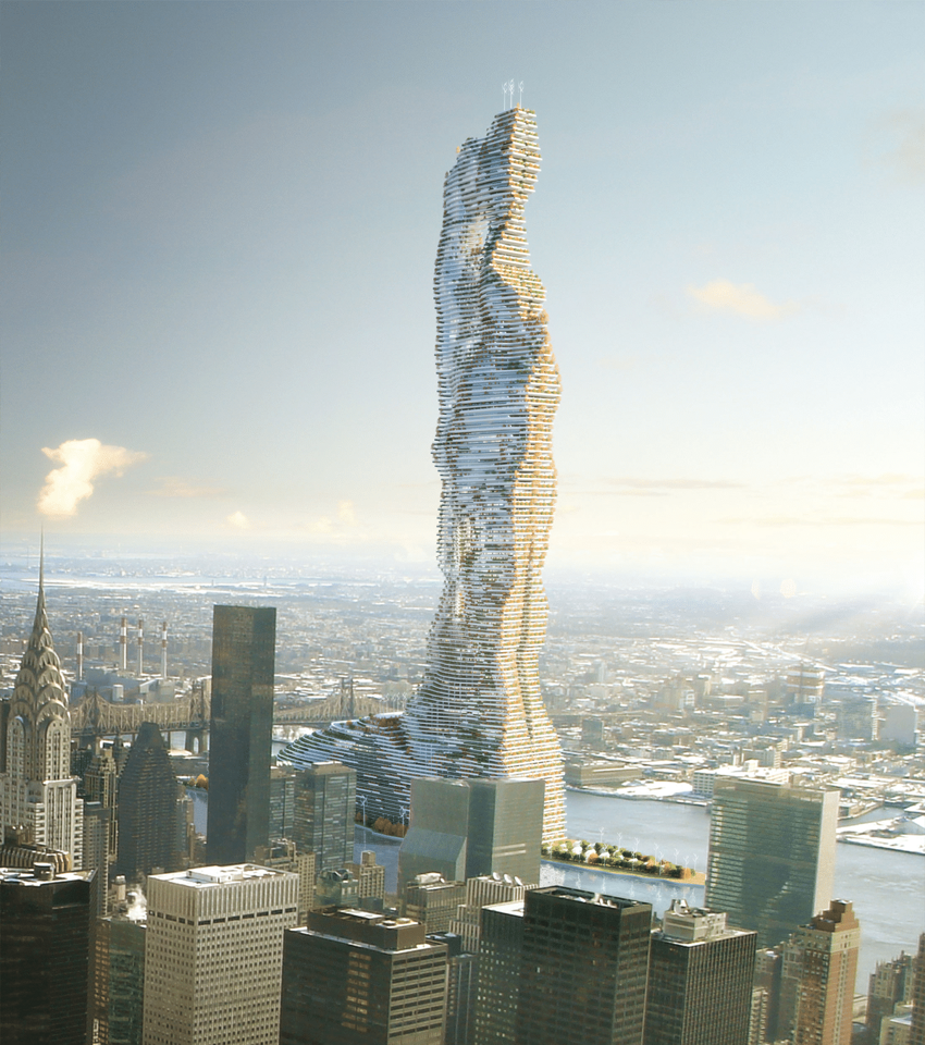 Архитекторы представили концепт самого высокого здания в Нью-Йорке, способного поглощать углерод