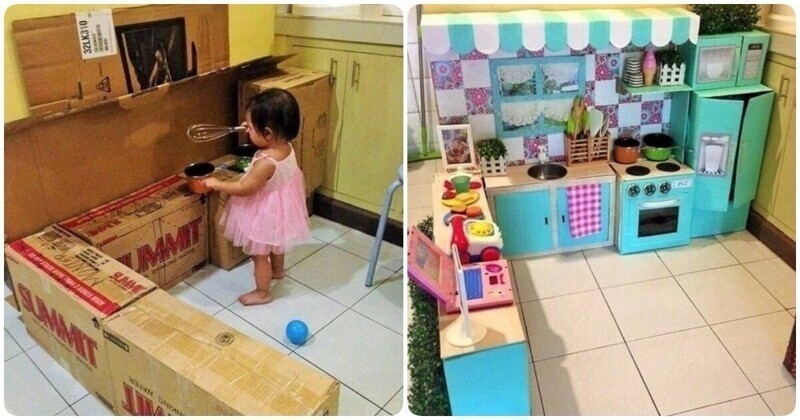 Отец своими руками воплотил мечту дочери, сделав детский кухонный гарнитур