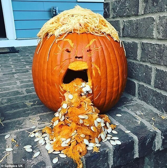 Американская история ужасов: заокеанские жители вырезают лицо Трампа из хэллоуинских тыкв