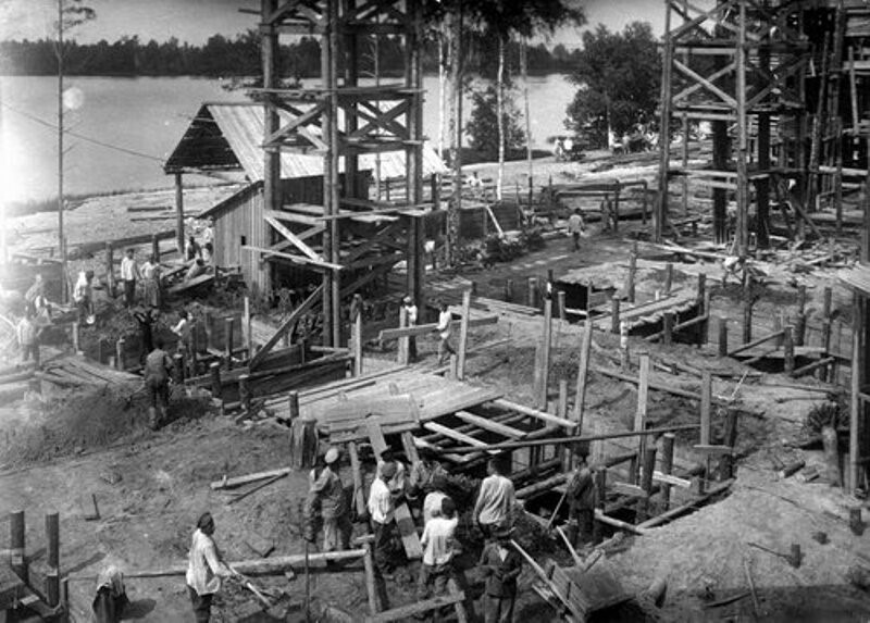 Сооружение сушильни для торфа, Шатура, 1922 год