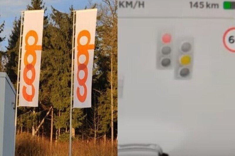 Автопилот Tesla принял рекламные флаги за два светофора и отказался двигаться с места