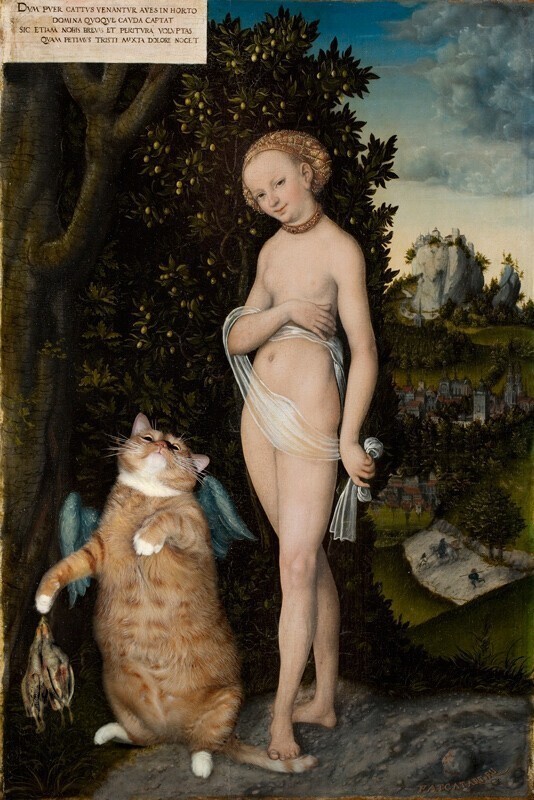 Лукас Кранах Старший. Венера и кот — убийца птичек