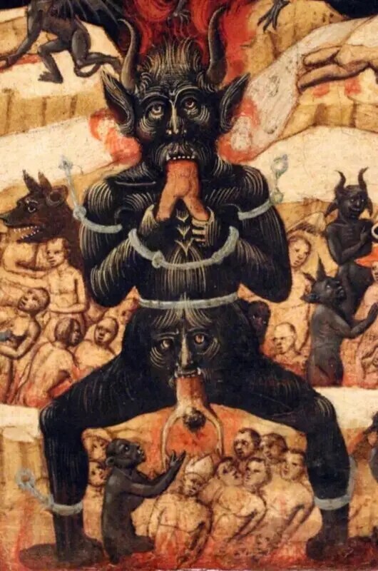Почему в Средневековье демонов рисовали с лицами между ног