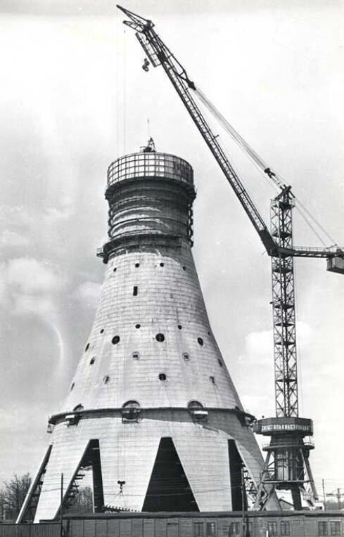 Строительство Останкинской телебашни, Москва, 1960-е.