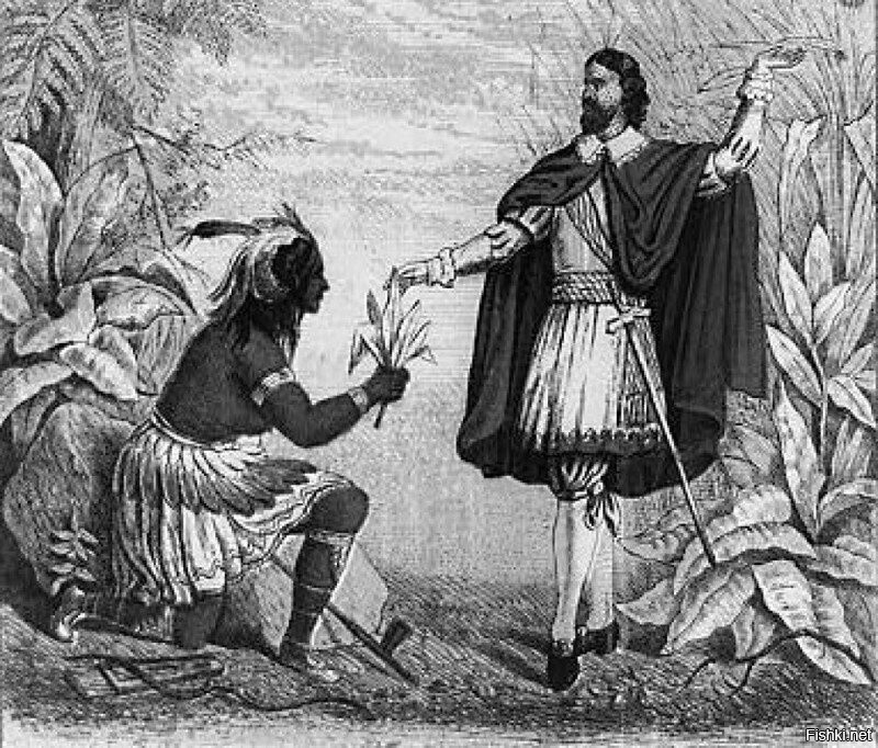 29 октября 1492 - Двое конкистадоров Христофора Колумба, Родриго де Херес и Л...