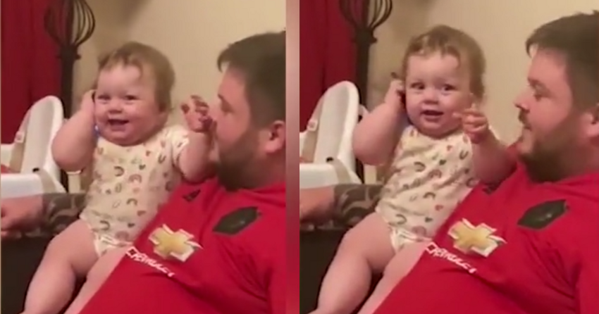 Родители засняли на видео уморительную реакцию дочки на зазвонивший телефон
