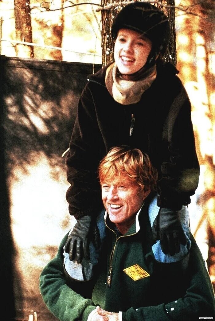 Роберт Редфорд и Скарлетт Йоханссон на съёмках «Заклинателя лошадей», 1998 год