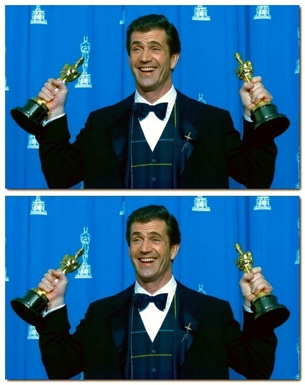 Обладатель Оскара Мел Гибсон на шоу наград Академии, 25 марта 1996 года в Лос-Анджелесе, Калифорния.