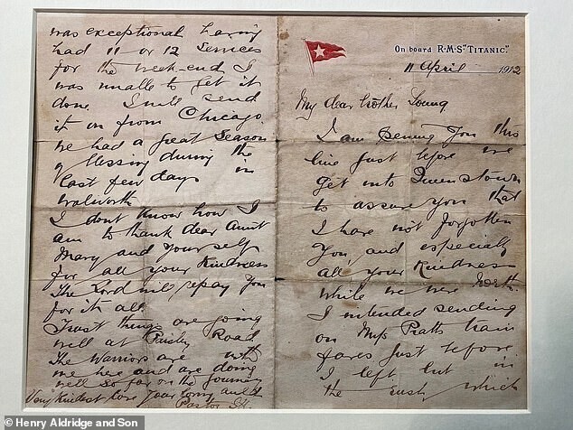 Письмо пастора-героя с "Титаника" выставлено на аукцион