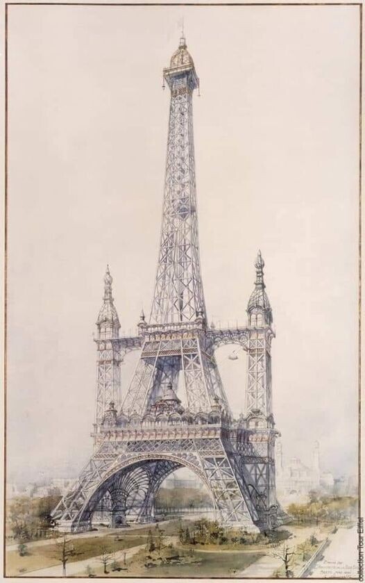 В 1900 году множество людей предлагали увеличить талию Эйфелевой башни, в том числе со-дизайнер Гюстава Эйфеля Стивен Совестр. Очень эдвардианское дополнение, которого так и не произошло.