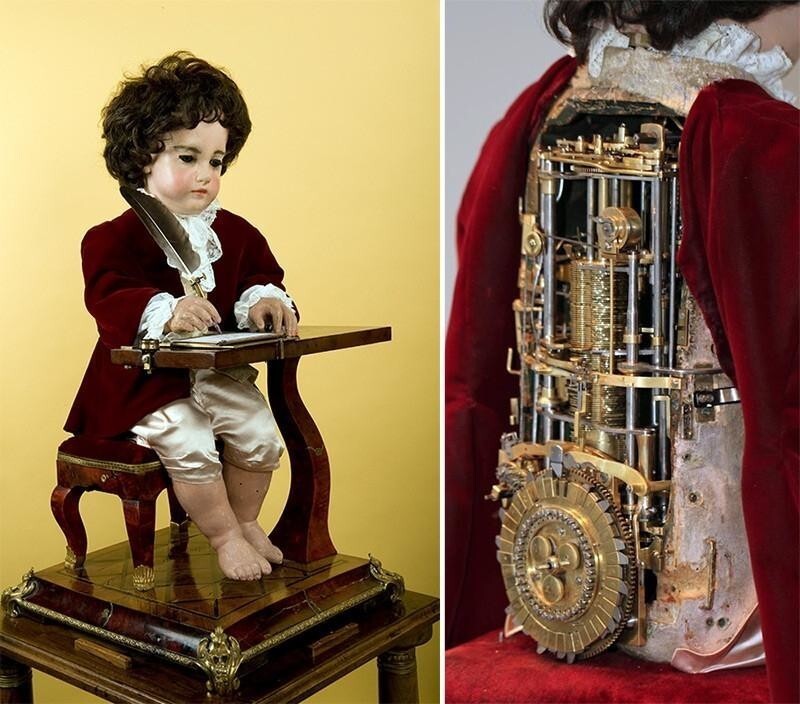Например куклы часовщика Пьера-Жака Дро, основе которых лежал часовой механизм, могли петь, писать, играть на музыкальных инструментах