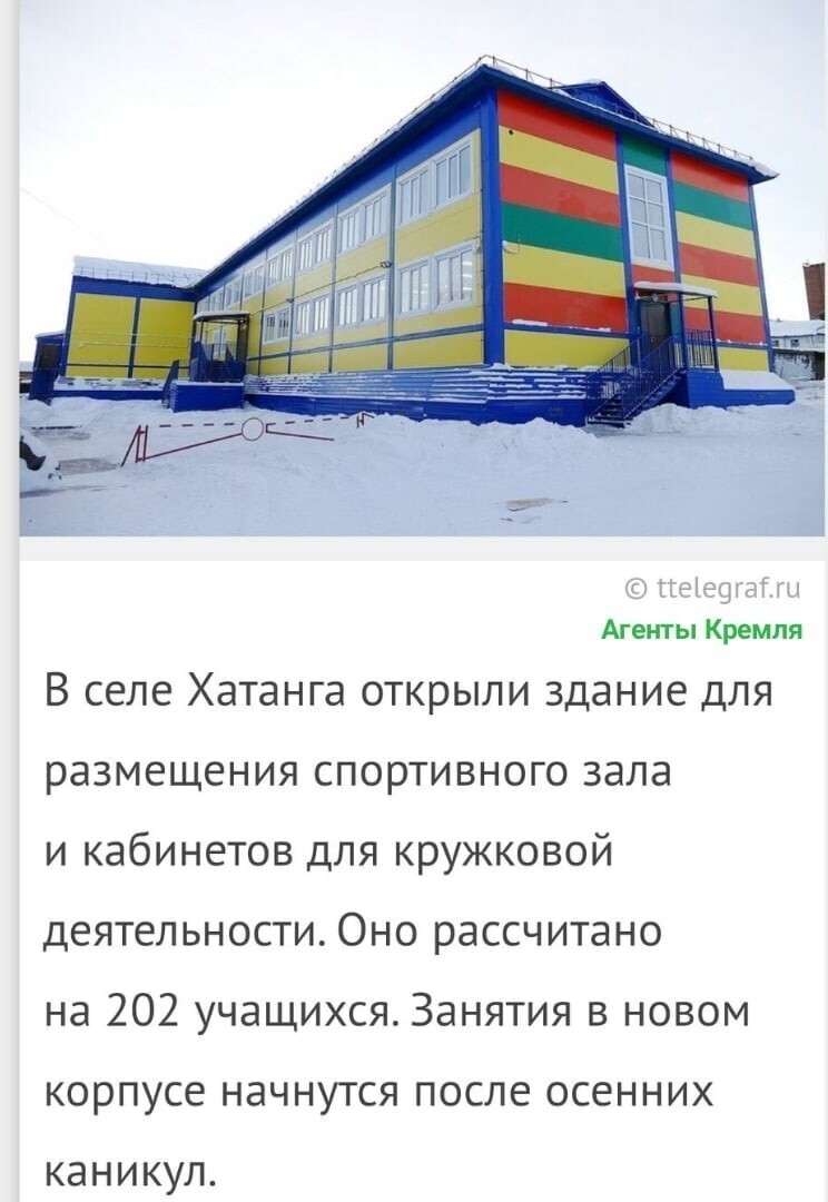 Новый спортзал в отдалённом селе Красноярского края (Таймыр) 