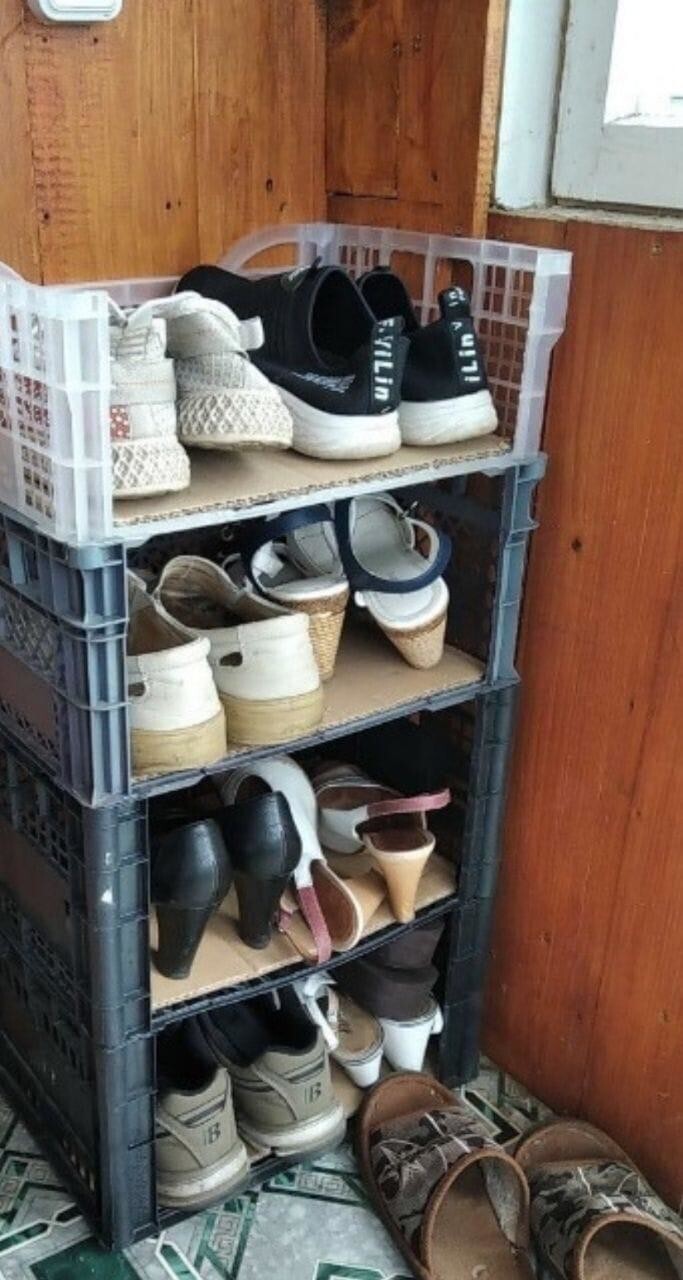 Полка для обуви из ящиков
