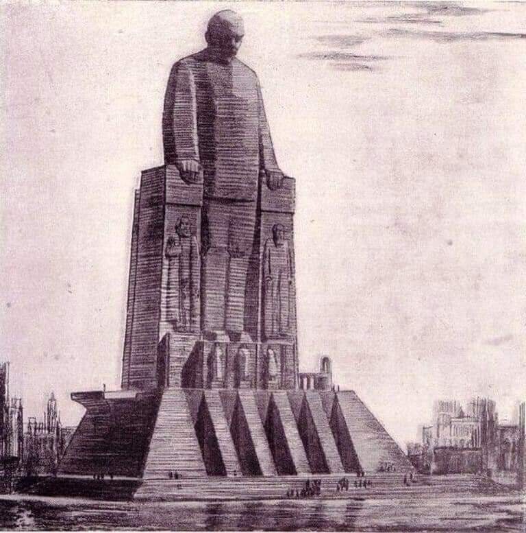 Проект памятника Ленину в древнеегипетской стилистике, автор - Иосиф Григорьевич Лангбард, около 1931-ого года.