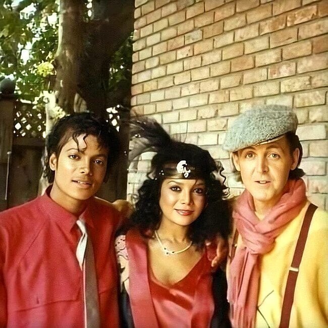 Майкл Джексон с сестрой Ла Тойя Джексон и Пол Маккартни, 1983 год, Калифорния