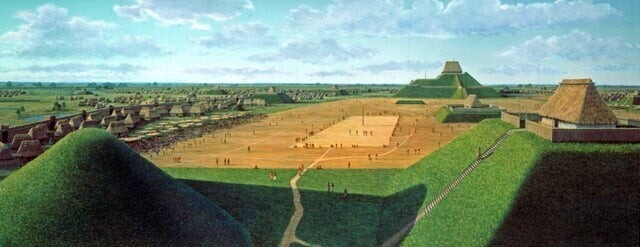 Кахокия - крупнейший город США доколумбовской эпохи, около 15000 жителей. 1250 г.н.э.