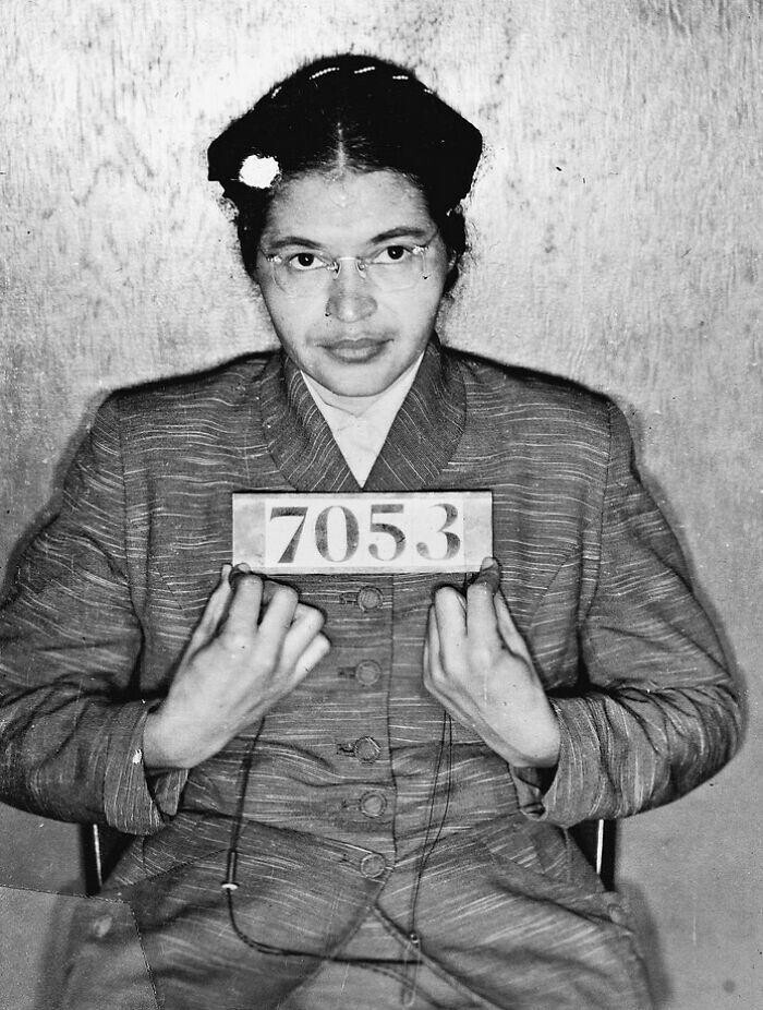 30. Роза Паркс после ареста в феврале 1956 года