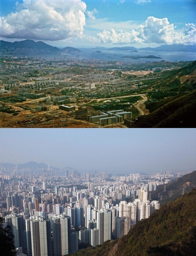 Остров Коулун в Гонконге, 1964 и 2016