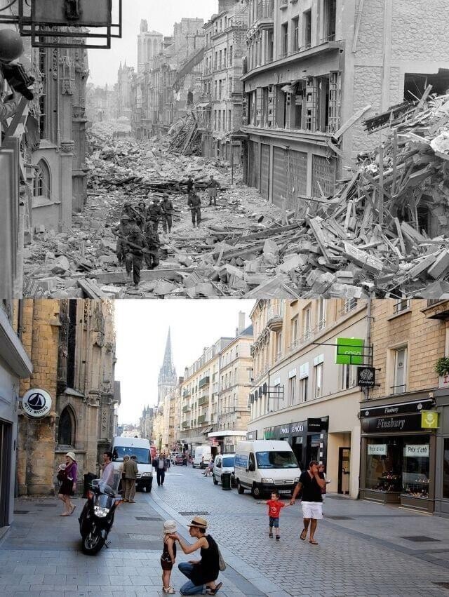 Кан, Франция, 1944 и сейчас