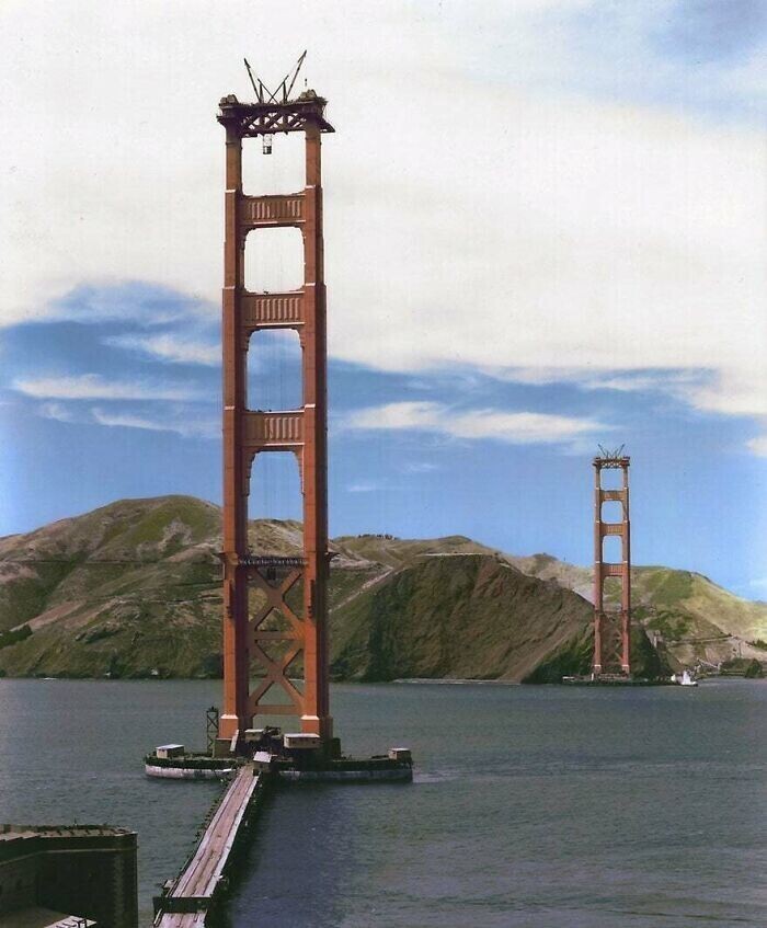 Строительство моста Золотые Ворота, около 1934 г.